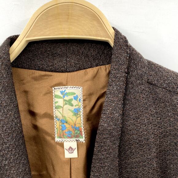 Burning Torch Brown tweed Raw Edge Blazer jacket - Picture 3 of 5